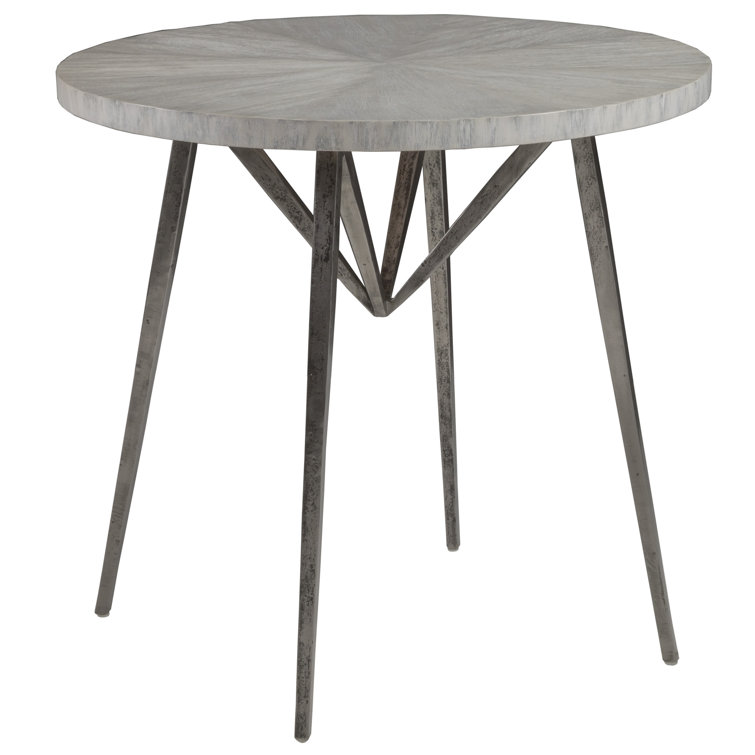 Gray Stone and Metal Round End Table