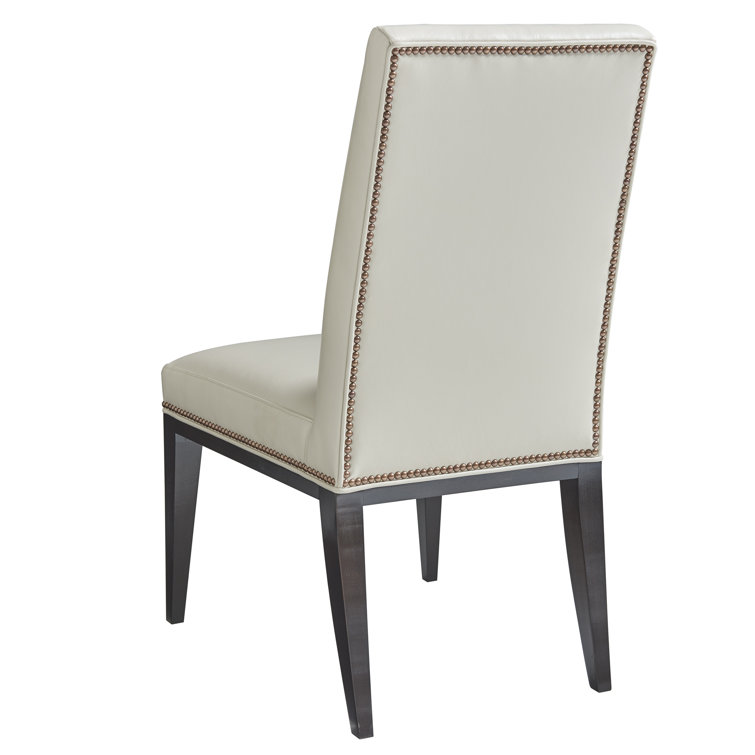 Lowell Upholstered Black Leather Dining Chair with Nailhead Trim