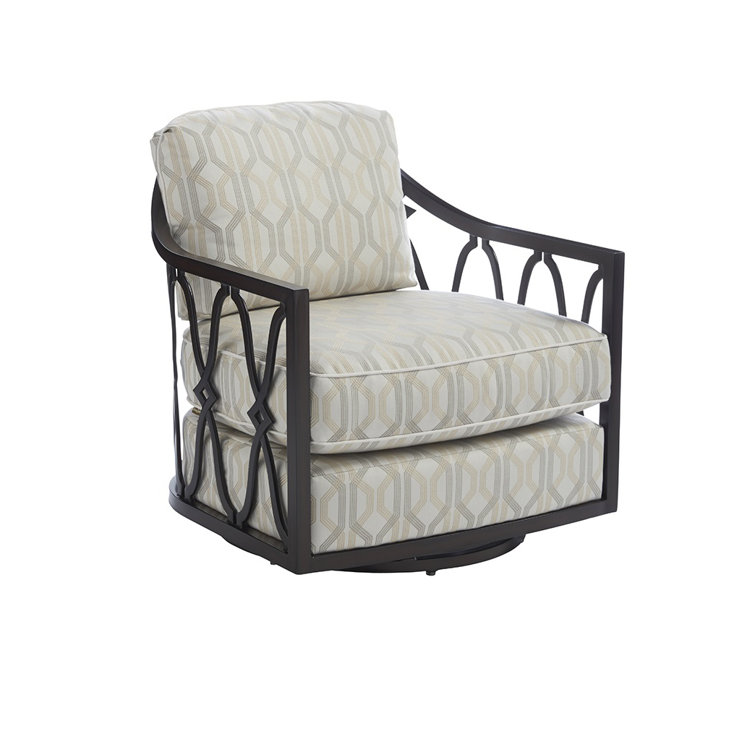 Royal Kahala 34" Black Sands Swivel Patio Chair with X-Pattern