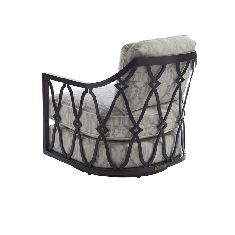 Royal Kahala 34" Black Sands Swivel Patio Chair with X-Pattern