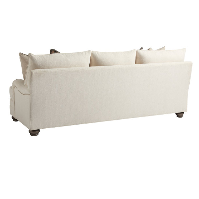 Cream Transitional Pillow Back Sofa with Nailhead Trim 95"