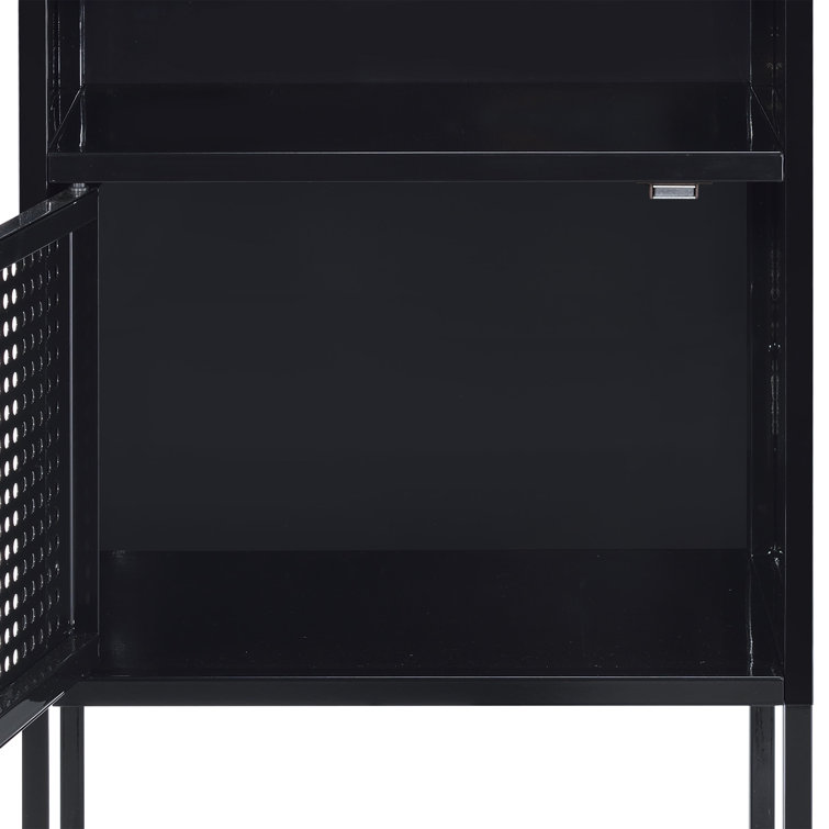 Gemma Black Metal Nightstand with USB Port and Open Shelf