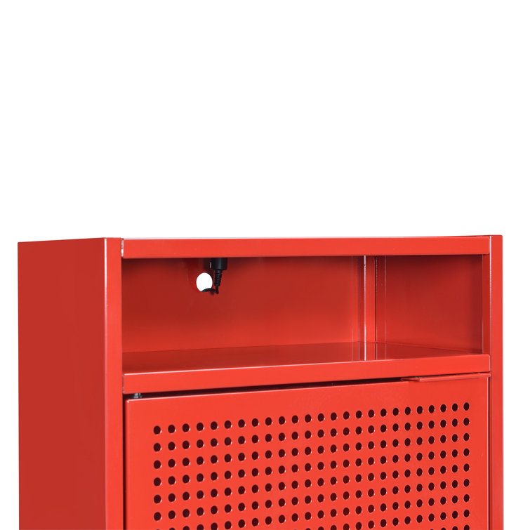 Gemma 19" Red Metal Nightstand with USB Charging Port