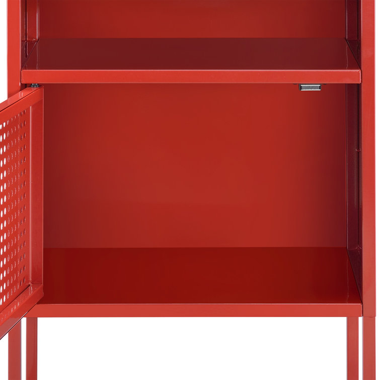 Gemma 19" Red Metal Nightstand with USB Charging Port