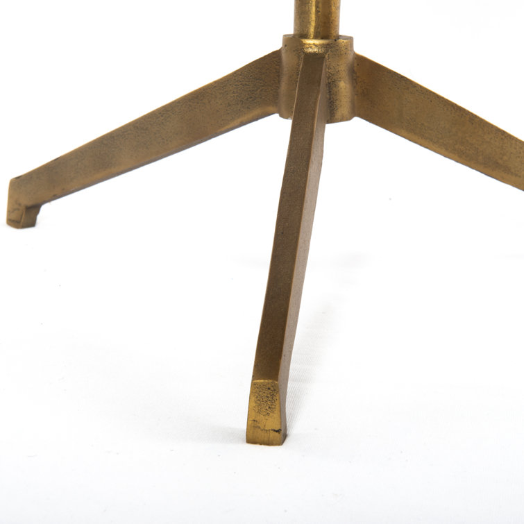 Parker Round White Marble and Gold Metal End Table