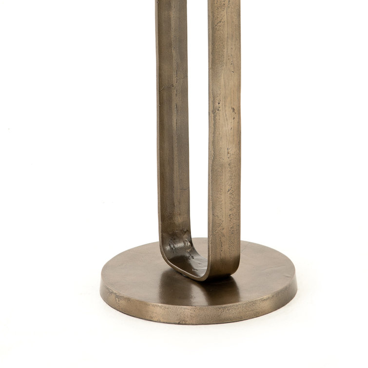 Aged Bronze Round Metal End Table