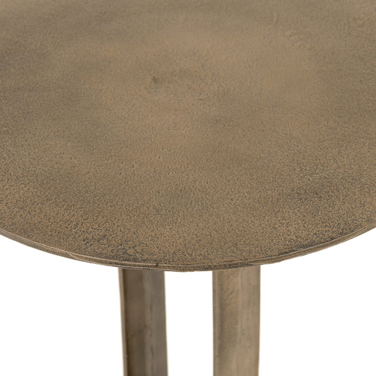 Aged Bronze Round Metal End Table