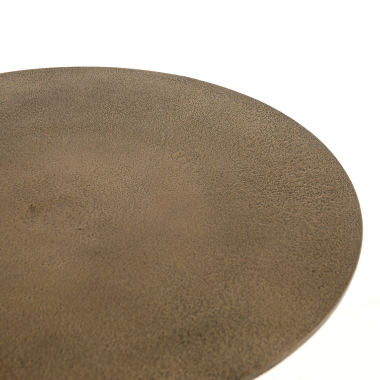 Aged Bronze Round Metal End Table