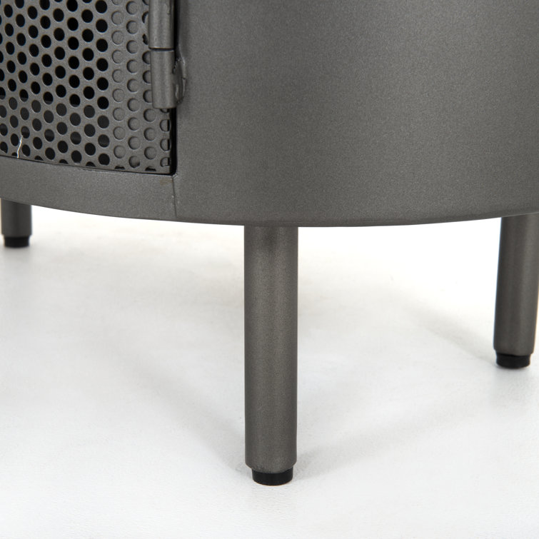 Modern Industrial Black and White Marble-Top Nightstand