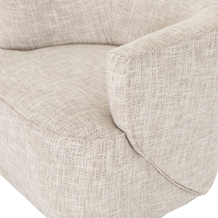 Iona Low-Back Marled Light-Grey Fabric Swivel Chair