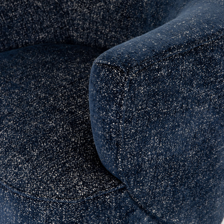 Comal Azure Leather-Wrapped Modern Swivel Barrel Chair