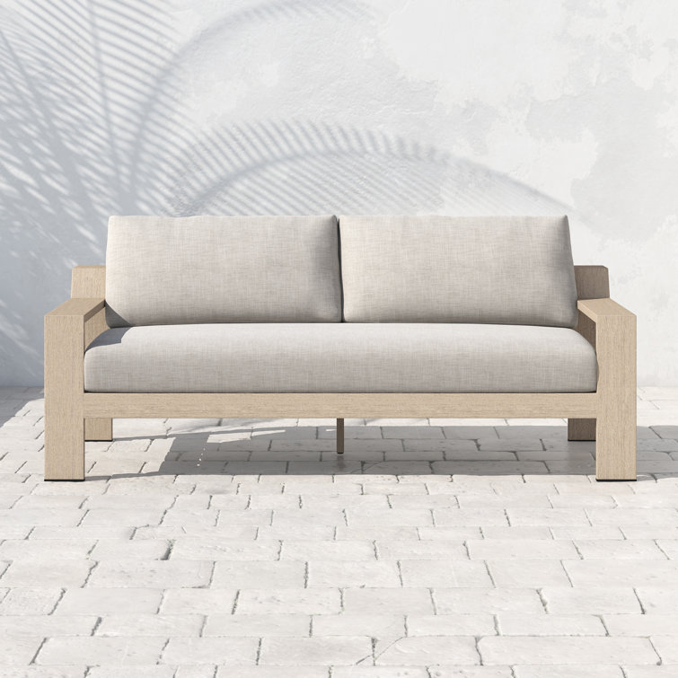 Stone Gray Teak Two-Seat Outdoor Couch