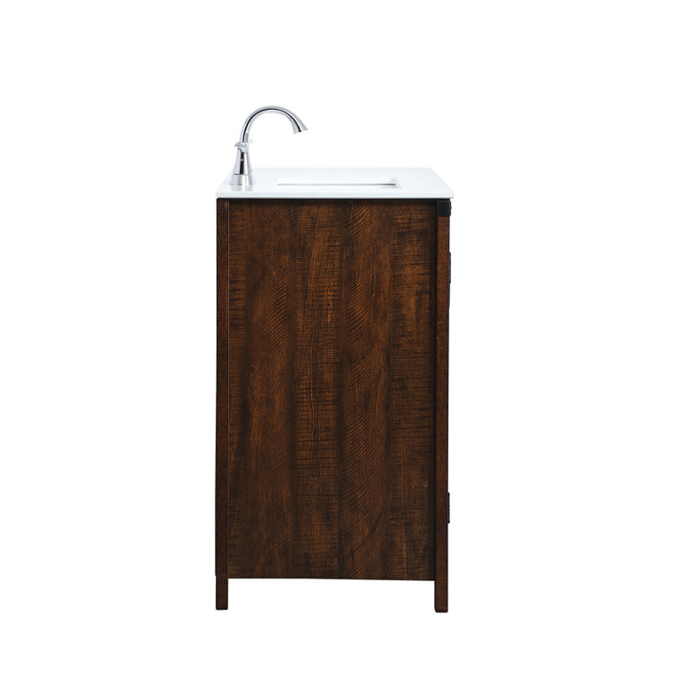 Natural Oak Freestanding Single Vanity with Ceramic Sink