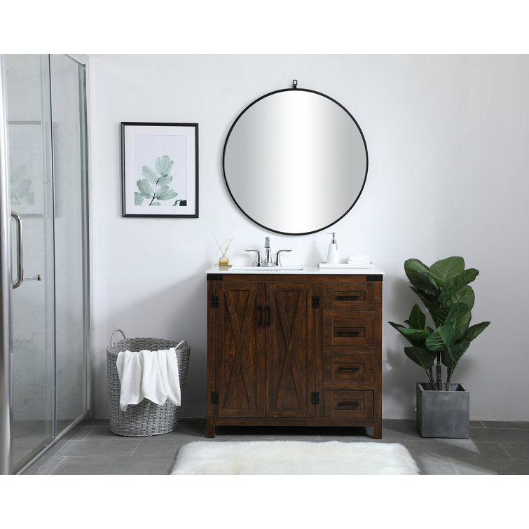 Natural Oak Freestanding Single Vanity with Ceramic Sink