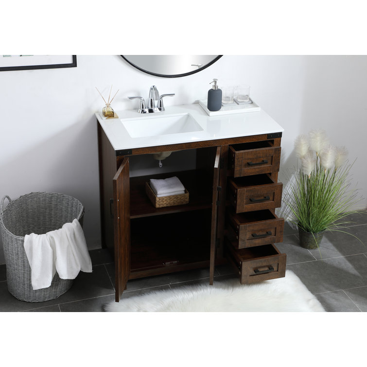 Natural Oak Freestanding Single Vanity with Ceramic Sink