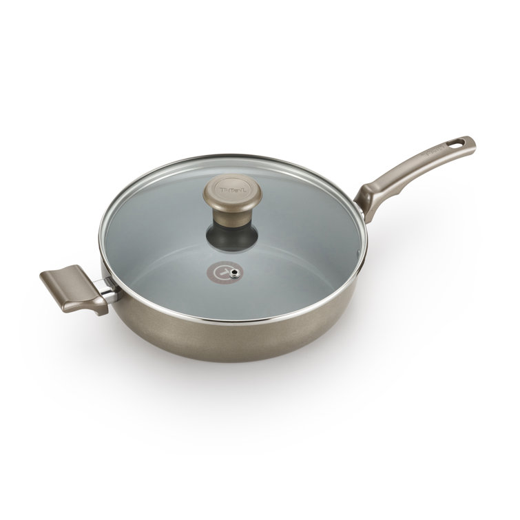Champagne Aluminum 12'' Ceramic Saute Pan with Lid