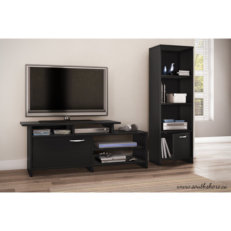 Contemporary Black Laminate Adjustable Media Tower
