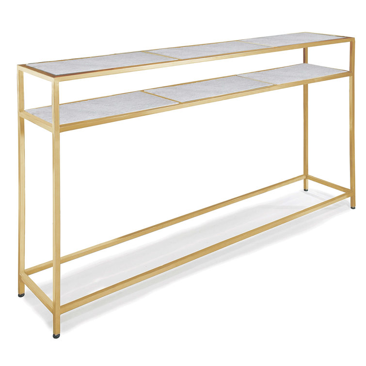 Natural Brass and Marble Console Table with Storage