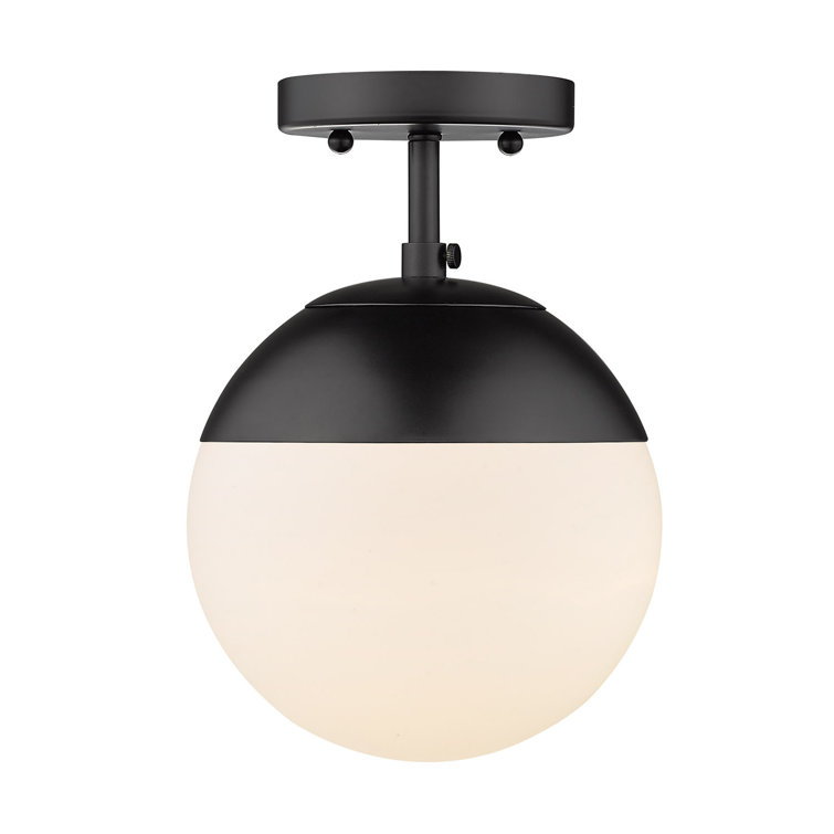 Matte Black Globe 8'' Glass Semi-Flush Mount Light
