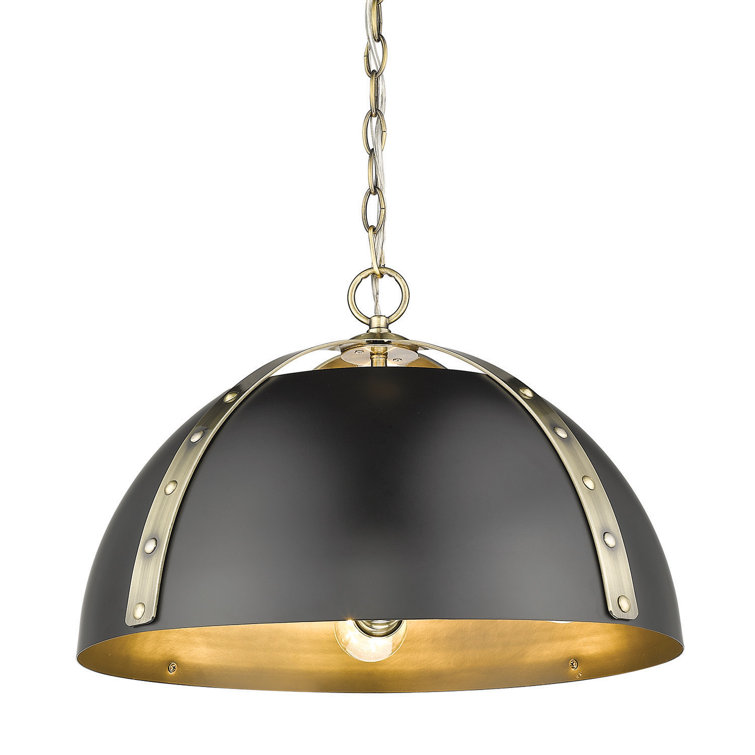 Aldrich Transitional 3-Light Pendant in Aged Brass and Matte Black