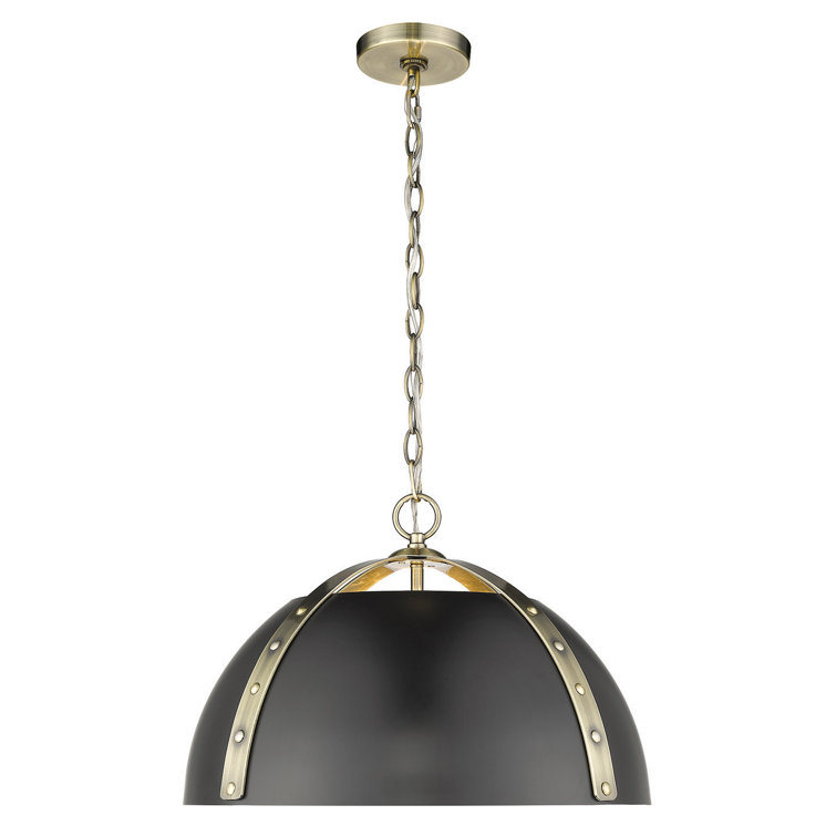 Aldrich Transitional 3-Light Pendant in Aged Brass and Matte Black