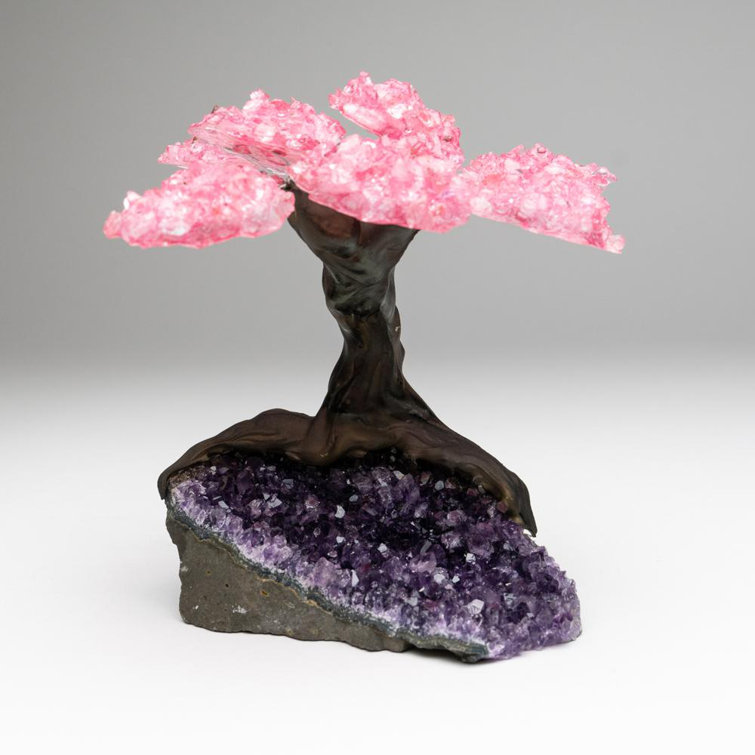 Medium Rose Quartz Gemstone Tree on Amethyst Matrix