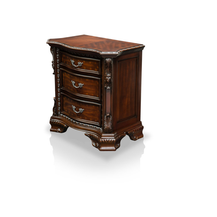 Anaira 30'' Brown Cherry Solid Wood 3-Drawer Nightstand