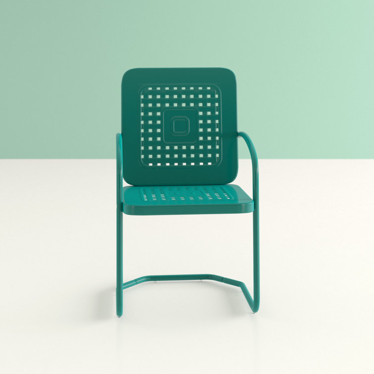Vintage Turquoise Retro Metal Outdoor Armchair Set