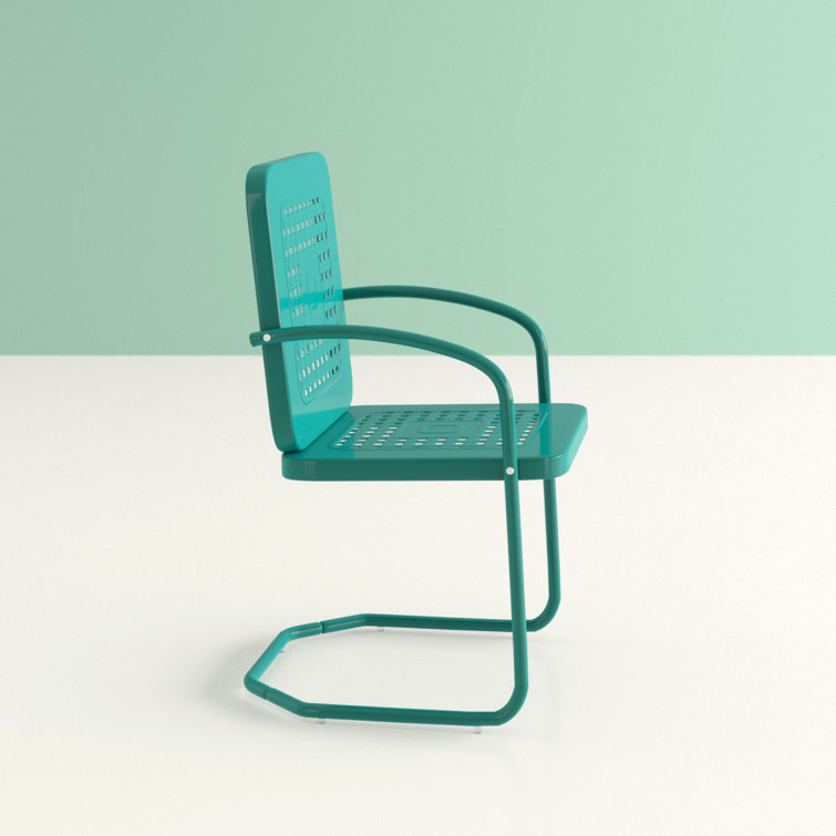 Vintage Turquoise Retro Metal Outdoor Armchair Set