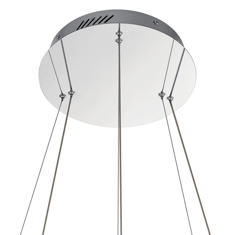 Chrome LED Ring Chandelier with Etched Acrylic Shade