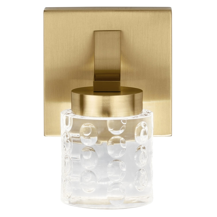 Champagne Gold Cylinder Dimmable LED Wall Sconce with Clear Acrylic Shade