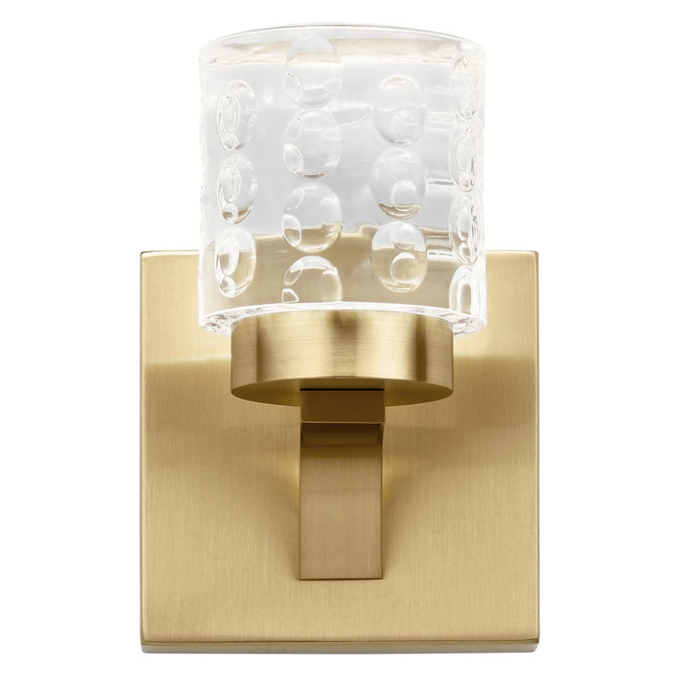 Champagne Gold Cylinder Dimmable LED Wall Sconce with Clear Acrylic Shade