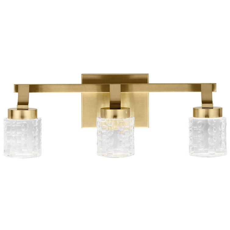 Champagne Gold 3-Light Dimmable LED Vanity with Clear Acrylic Shade
