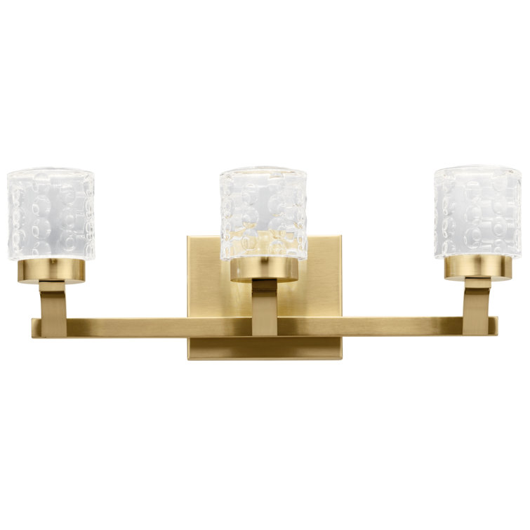 Champagne Gold 3-Light Dimmable LED Vanity with Clear Acrylic Shade