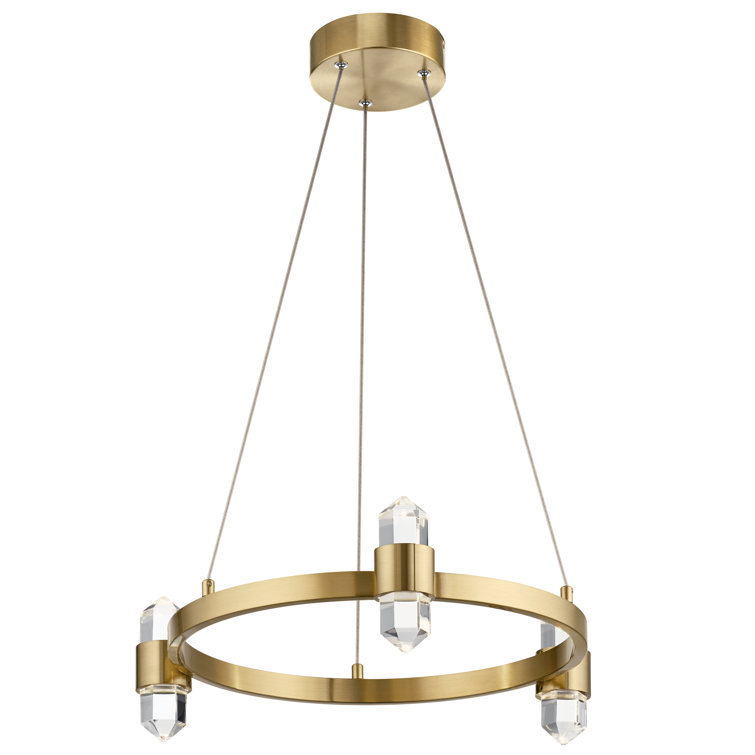 Champagne Gold Optical Crystal 6-Light LED Chandelier