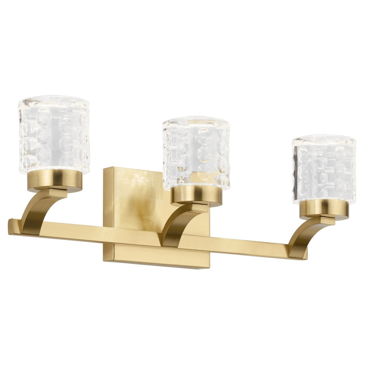 Champagne Gold 3-Light Dimmable LED Vanity with Clear Acrylic Shade