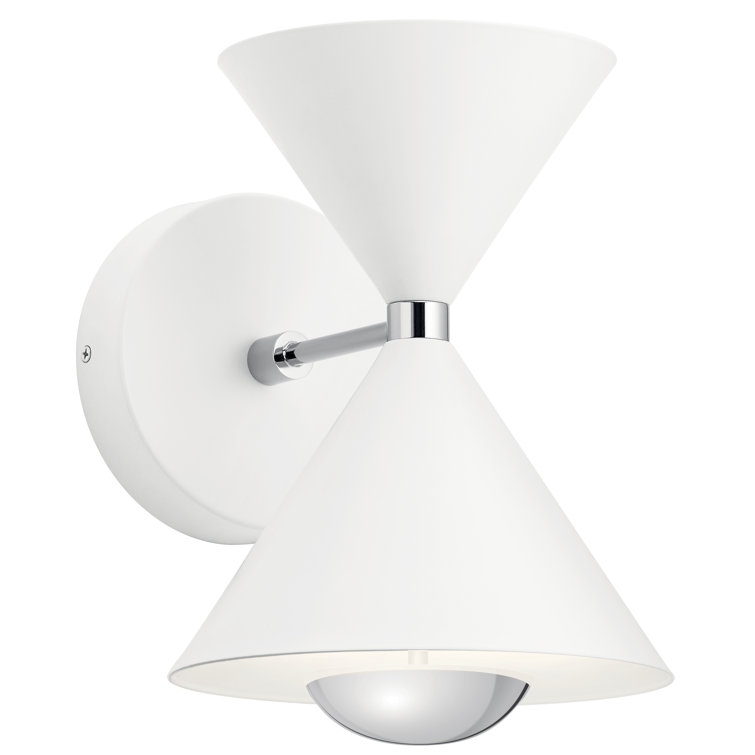 Matte White LED Wall Sconce with Black Chain