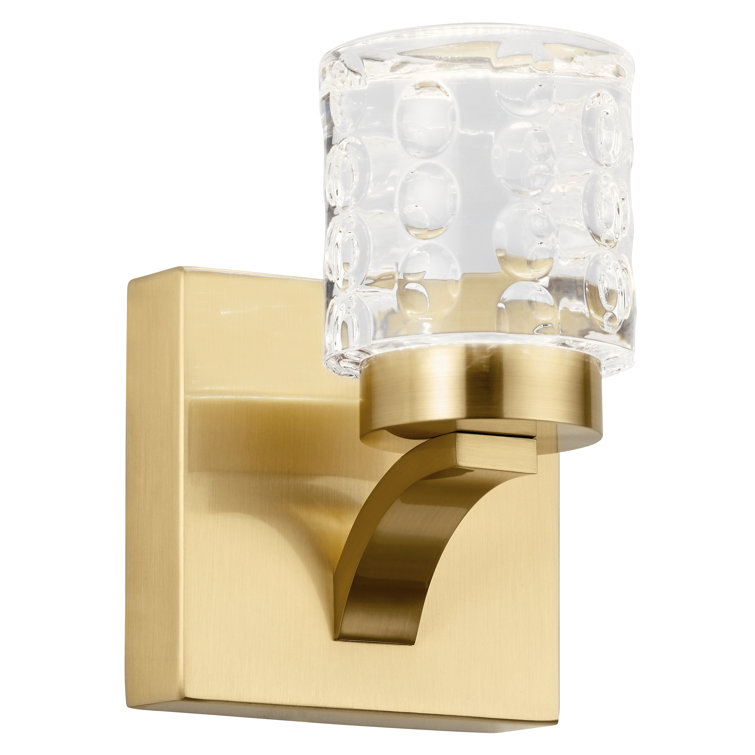 Champagne Gold Cylinder Dimmable LED Wall Sconce with Clear Acrylic Shade