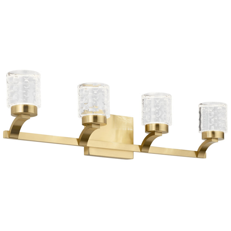 Champagne Gold 4-Light LED Vanity with Clear Acrylic Shades