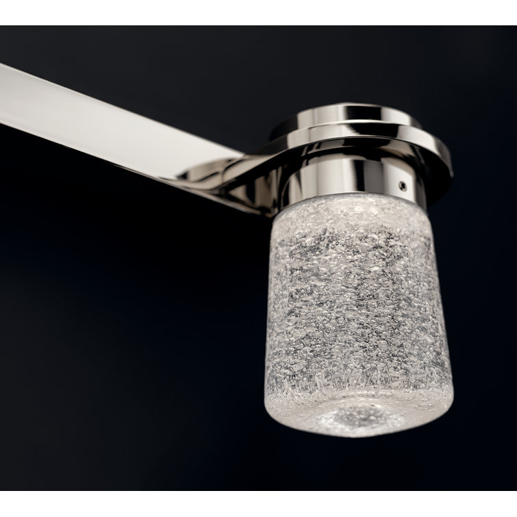 Sleek Polished Nickel 2-Light LED Vanity Wall Sconce with Clear Bubbled Glass