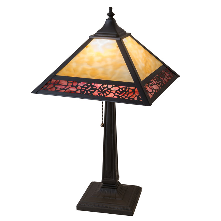 Meyda 13" Bronze and Stained Glass Lotus Leaf Accent Lamp