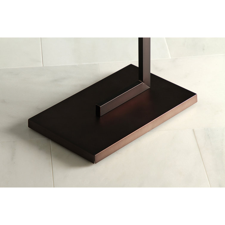 Modern Oil Rubbed Bronze Dual Towel Rack with Weighted Base
