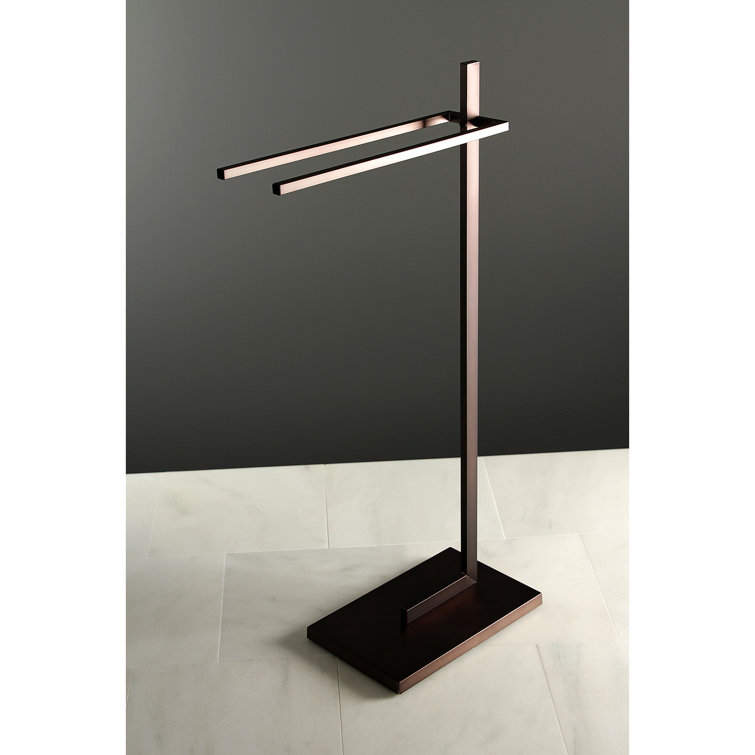 Modern Oil Rubbed Bronze Dual Towel Rack with Weighted Base