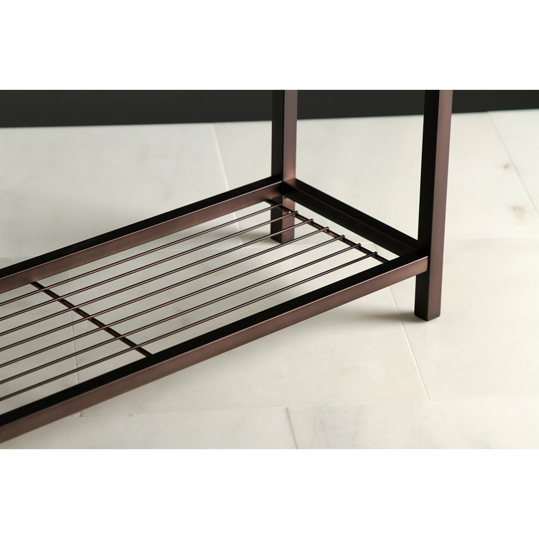 Oil Rubbed Bronze Freestanding Iron Towel Rack with Shelf