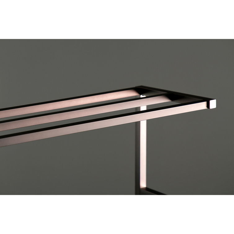 Oil Rubbed Bronze Freestanding Iron Towel Rack with Shelf