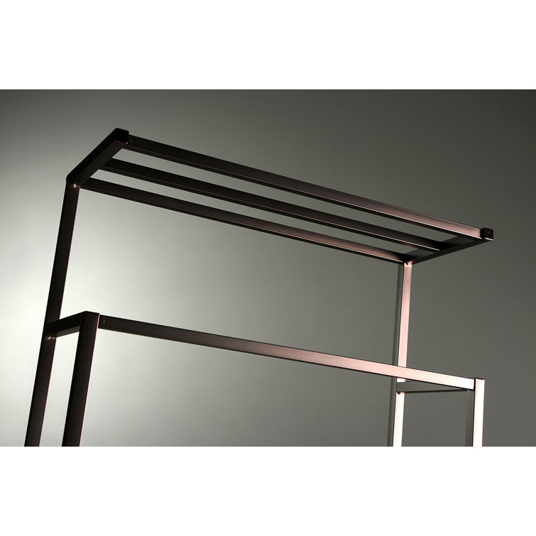 Oil Rubbed Bronze Freestanding Iron Towel Rack with Shelf