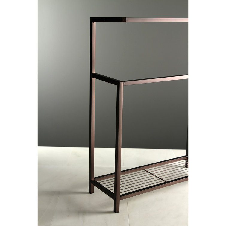 Oil Rubbed Bronze Freestanding Iron Towel Rack with Shelf