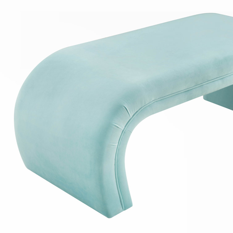 Kenya Contemporary Blue Velvet Waterfall-Style Bench - 48.8"W