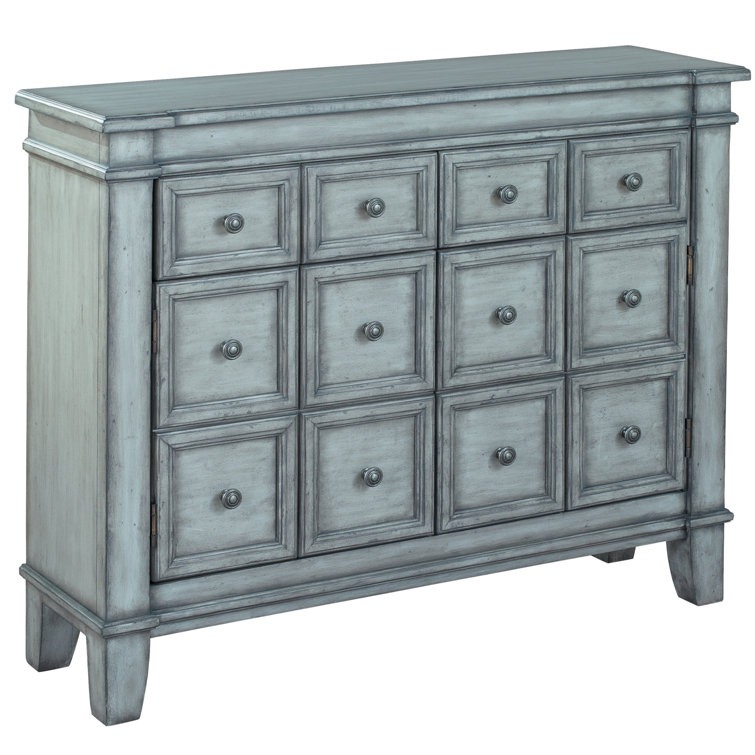 Transitional Gray 44" Solid Wood Apothecary Storage Cabinet