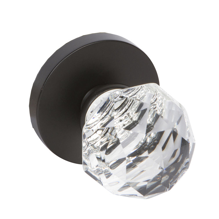 Victorian Matte Black and Crystal Round Dummy Door Knob